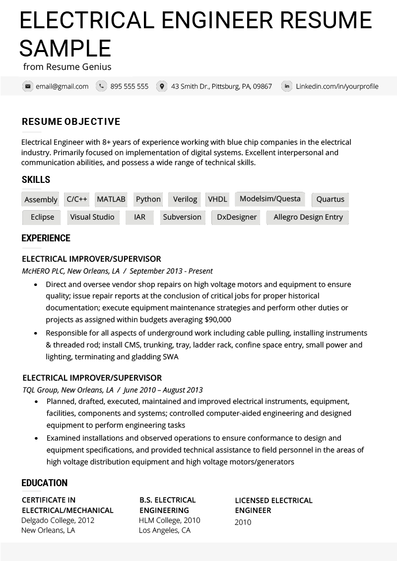 Resume Format For Experienced Engineers Enom within measurements 800 X 1132
