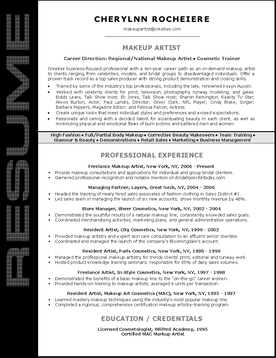 Resume Sample For Makeup Artist Artist Resume Makeup throughout measurements 934 X 1209