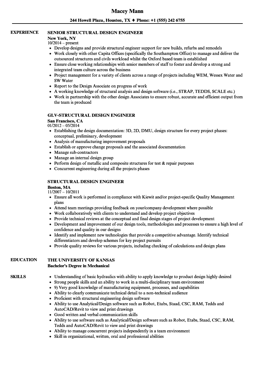 Free Structural Engineer Resume Template • Invitation Template Ideas