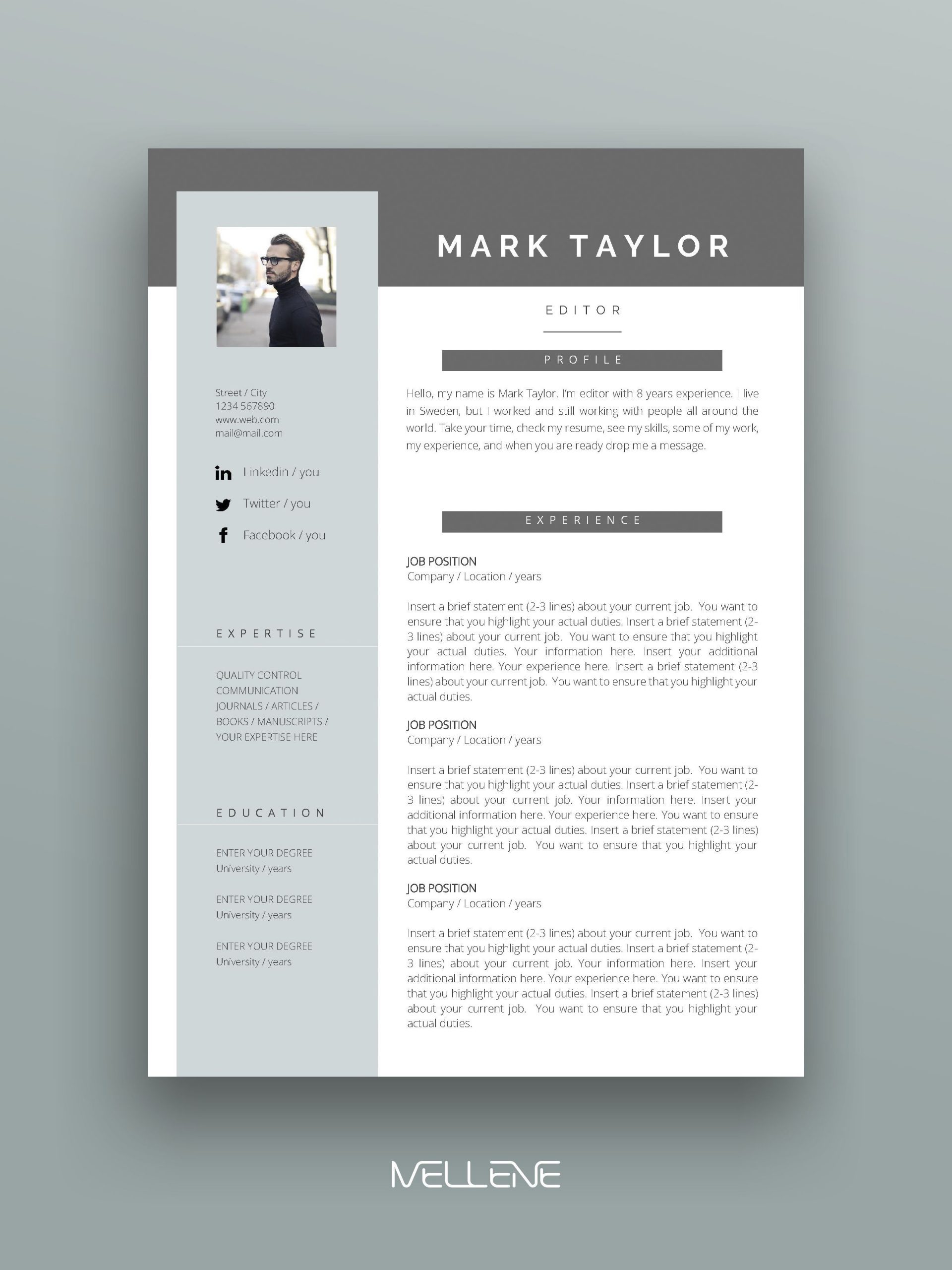 Resume Template 3 Page Cv Template Cover Letter intended for sizing 2400 X 3200