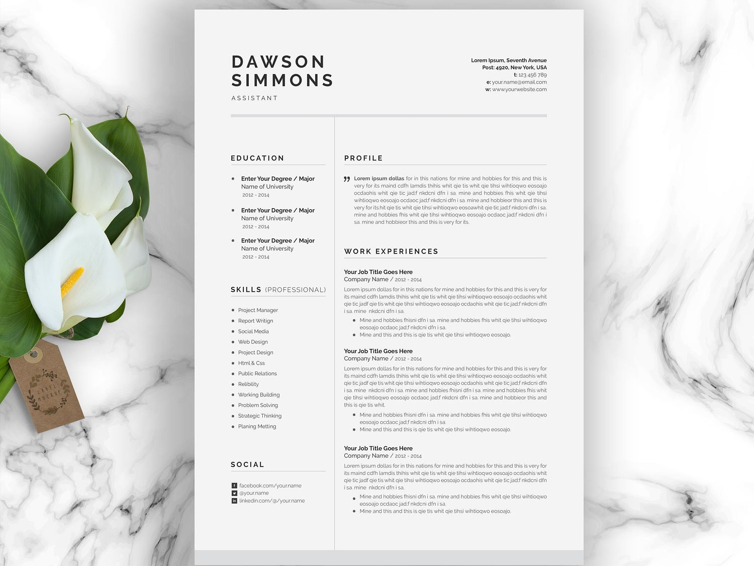 Resume Template 3 Page Cv Template Resume Templates On regarding dimensions 1500 X 1125