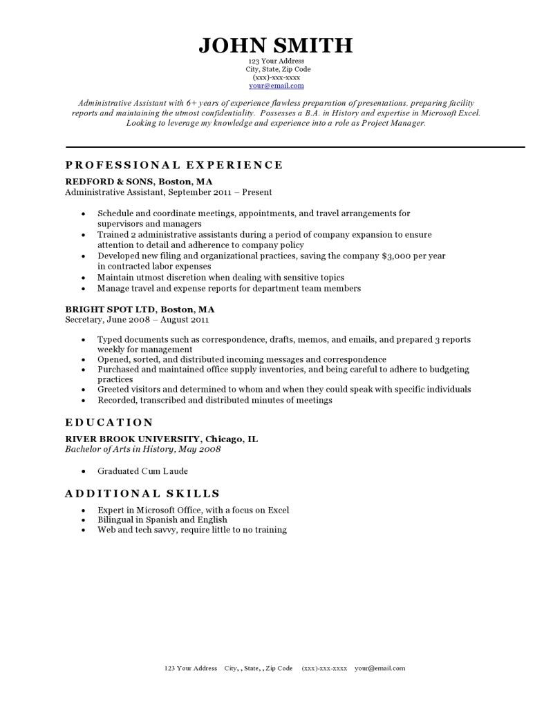 Resume Template Bw Classic Sample Resume Templates pertaining to dimensions 800 X 1035