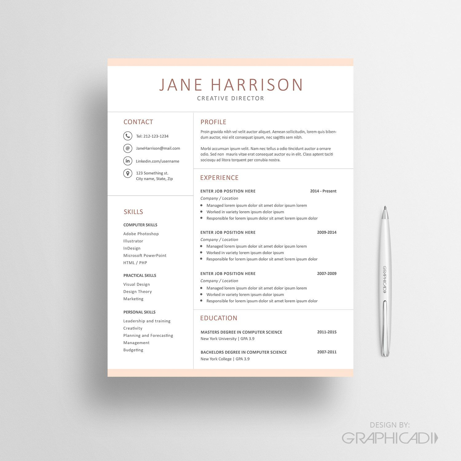 Resume Template Cv Template Cover Letter And Reference pertaining to size 1500 X 1500