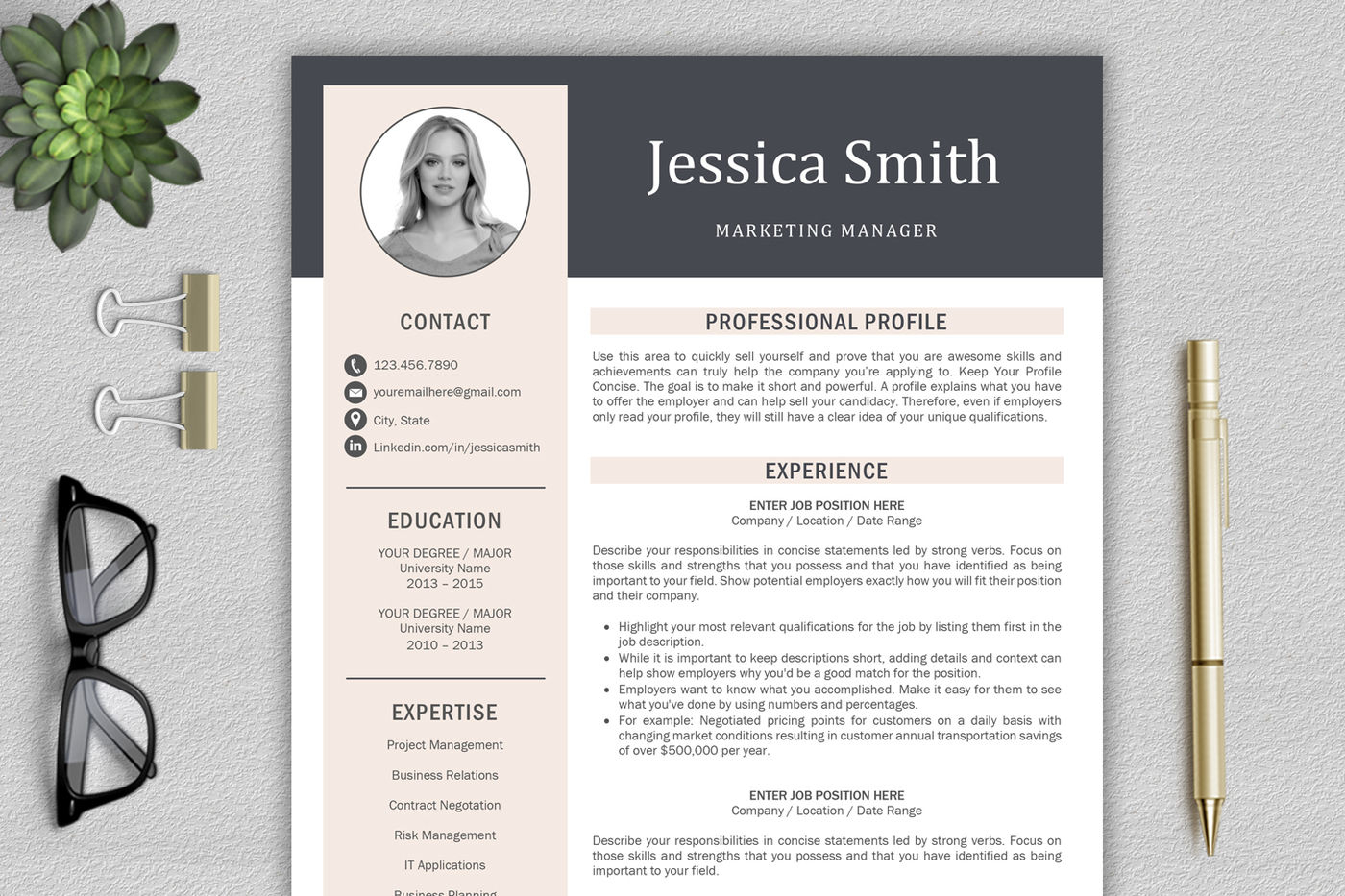 Resume Template Cv Template Professional Resume Modern throughout measurements 1400 X 933