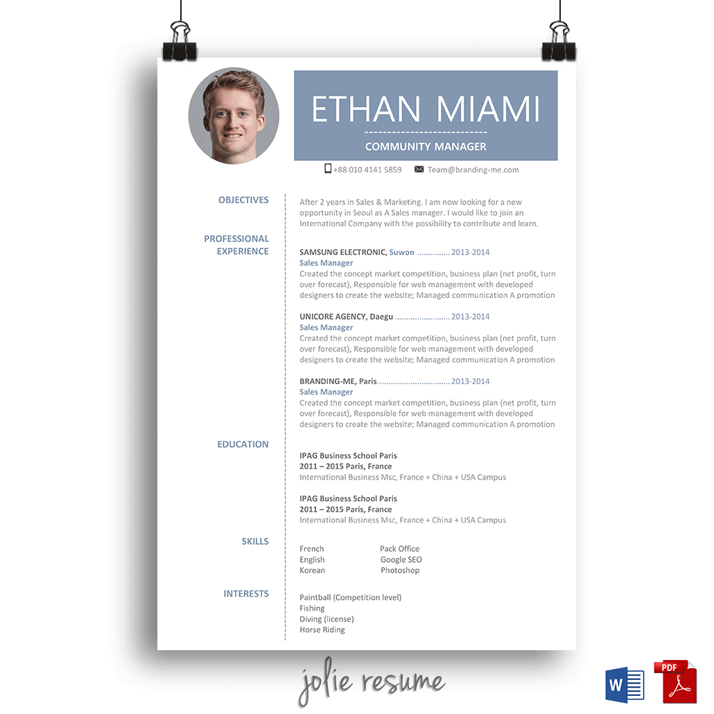 Resume Template Ethan Ms Word Easy To Edit Instant in dimensions 1030 X 1030