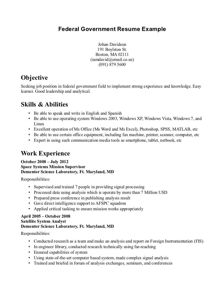 Resume Template For Government Jobs Katera intended for measurements 849 X 1099
