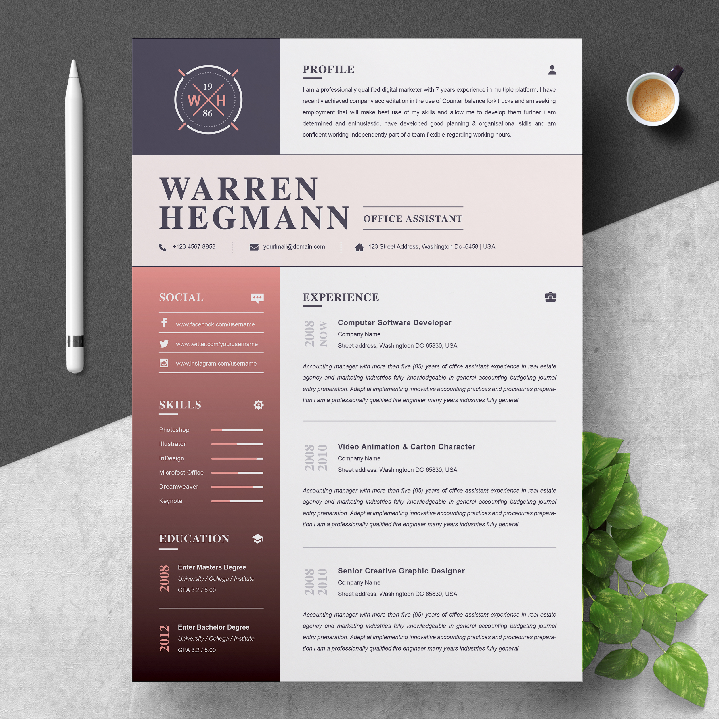 Resume Template Modern Creative Free Resumes intended for proportions 2500 X 2500