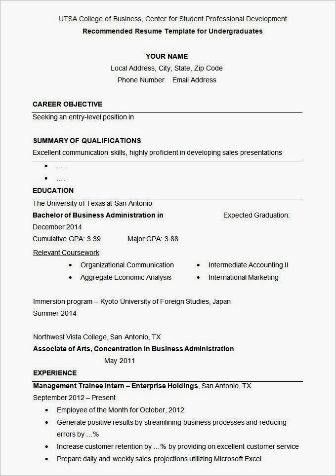 Resume Template University Student Debandje within measurements 680 X 965