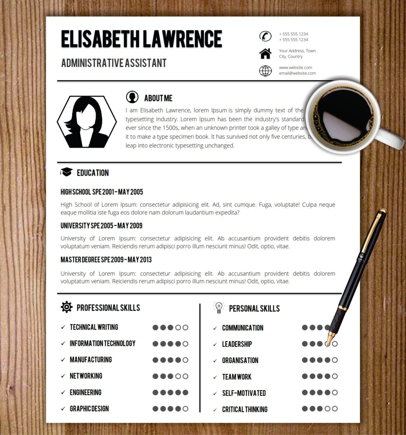 Resume Template With Photo Cover Letter Cv Template Word within proportions 1401 X 1500