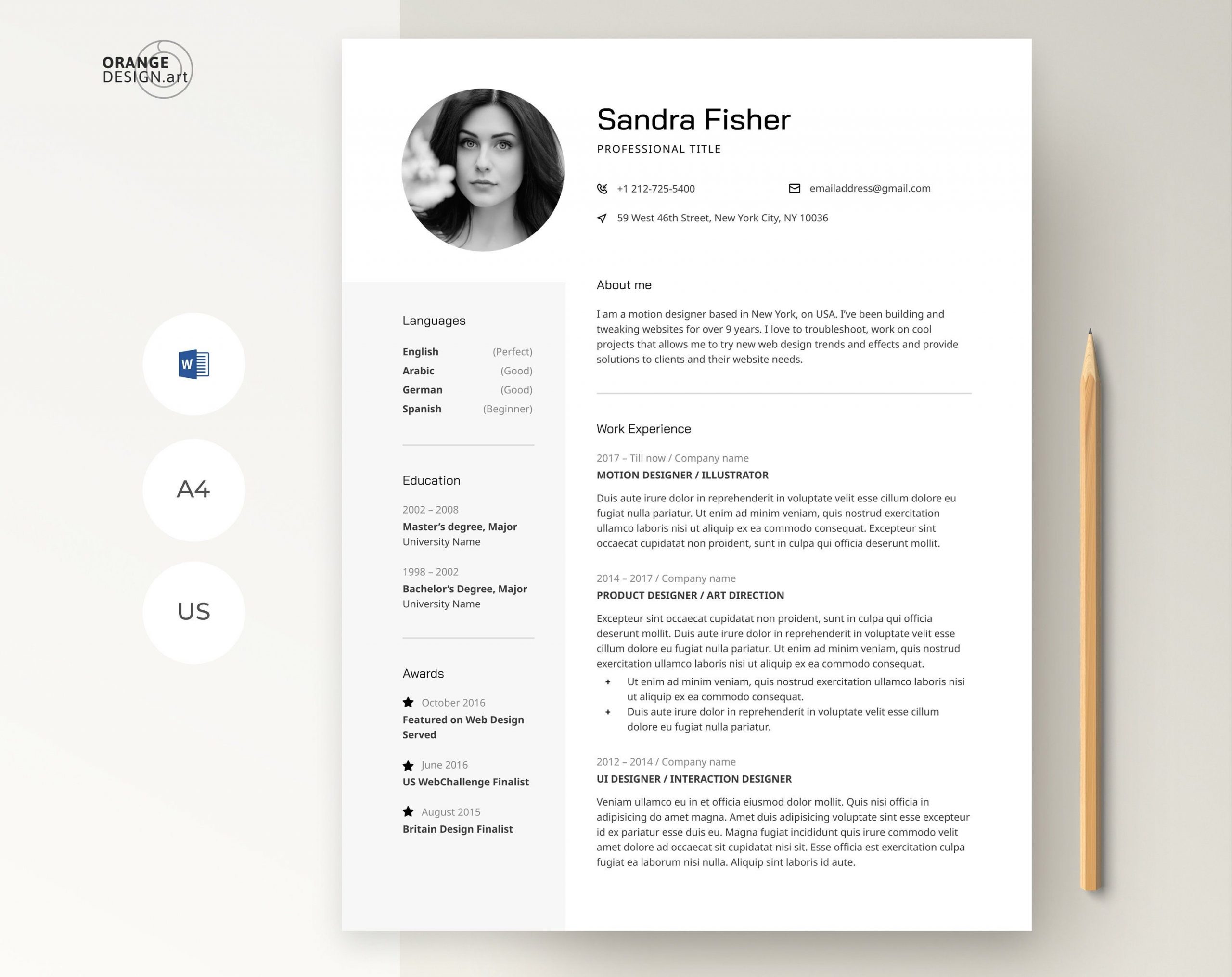 Resume Template With Photo Resume Template For Word for proportions 3000 X 2379