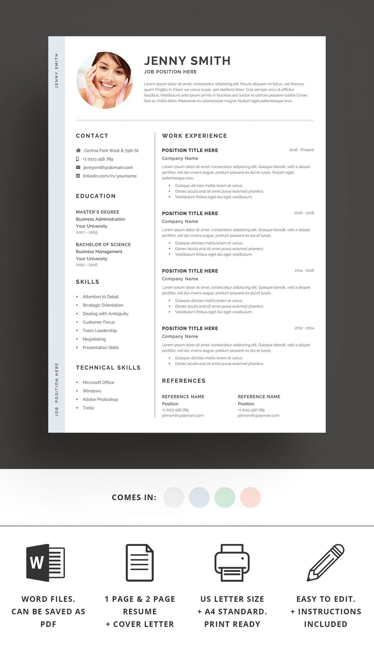 Resume Template Word Modern Clean Cv Resume Templates for sizing 1550 X 2671