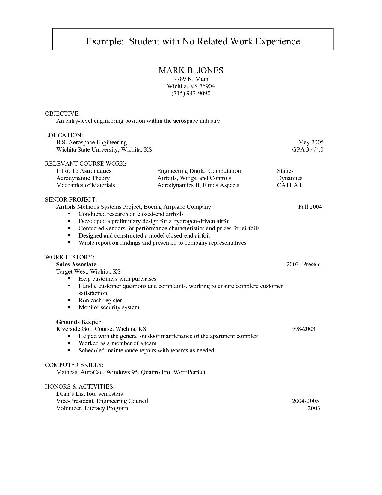 Resume Templates College Student No Job Experience Resume within proportions 1275 X 1650