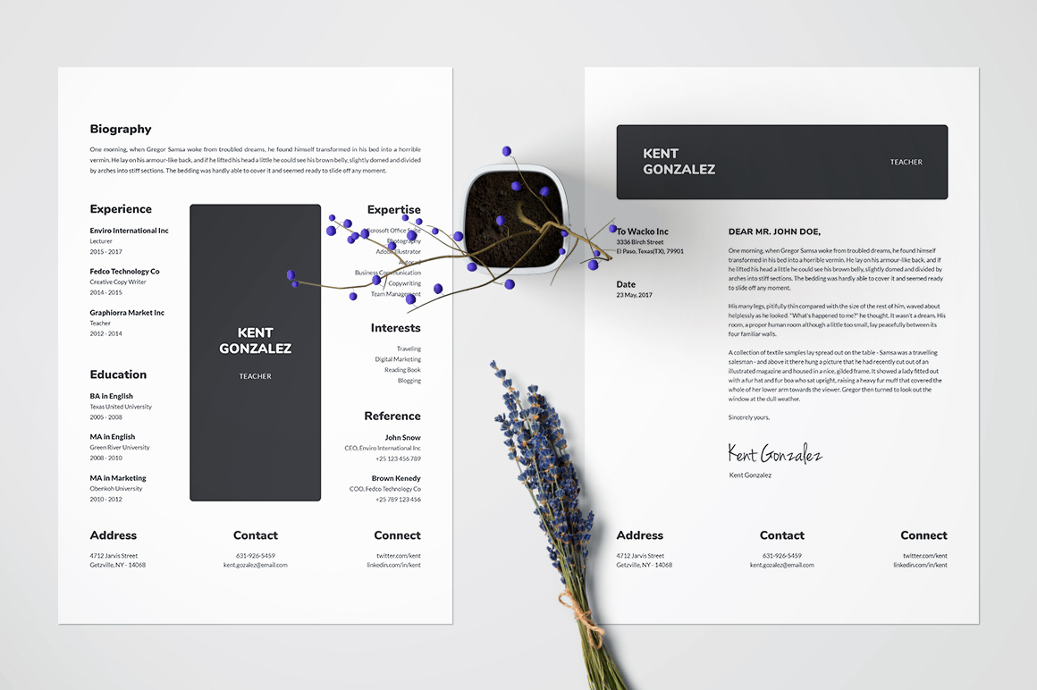 Resumecv Template Kent In Resume Templates On Yellow for size 1160 X 772