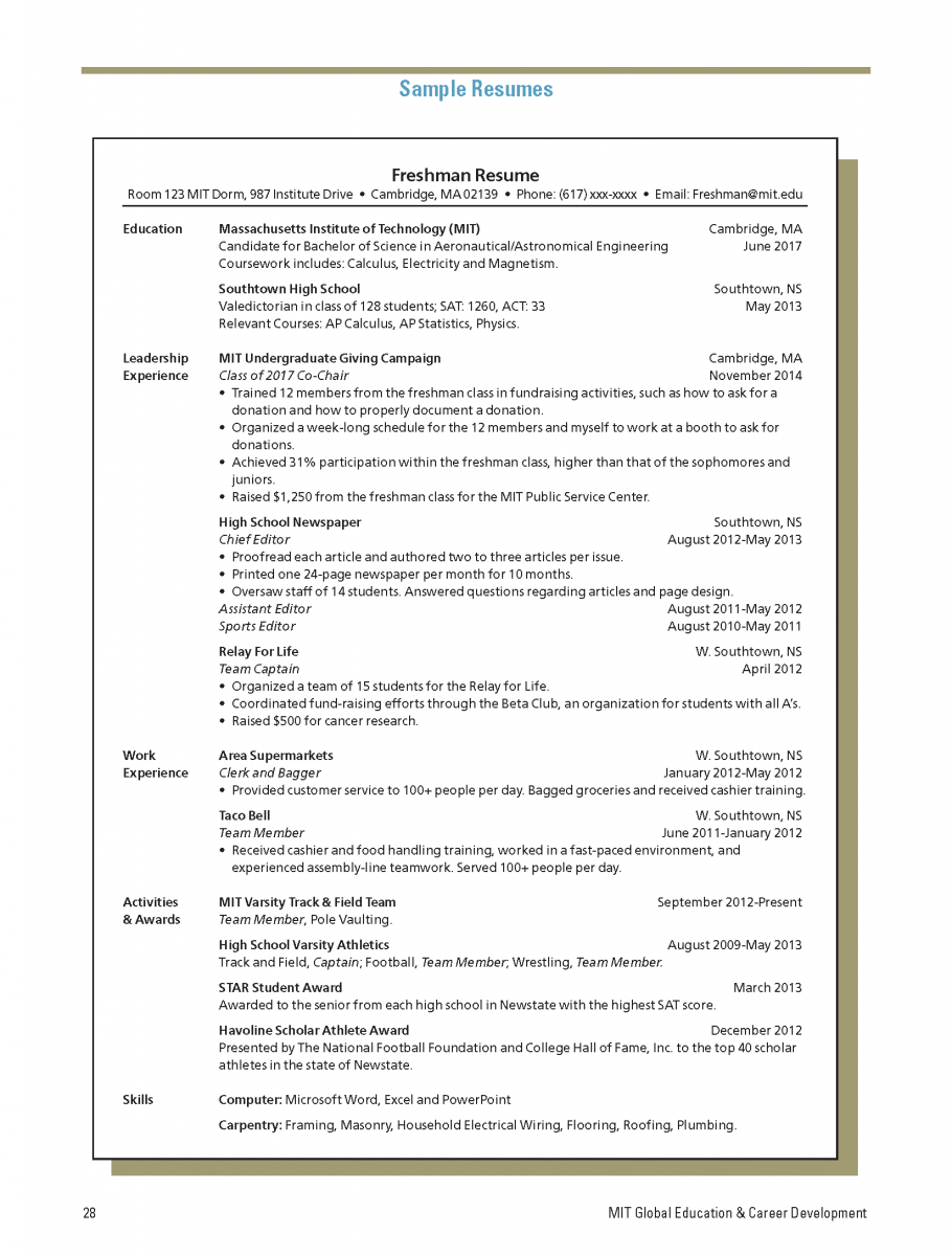 Resumes Mit Career Advising Professional Development in sizing 910 X 1200