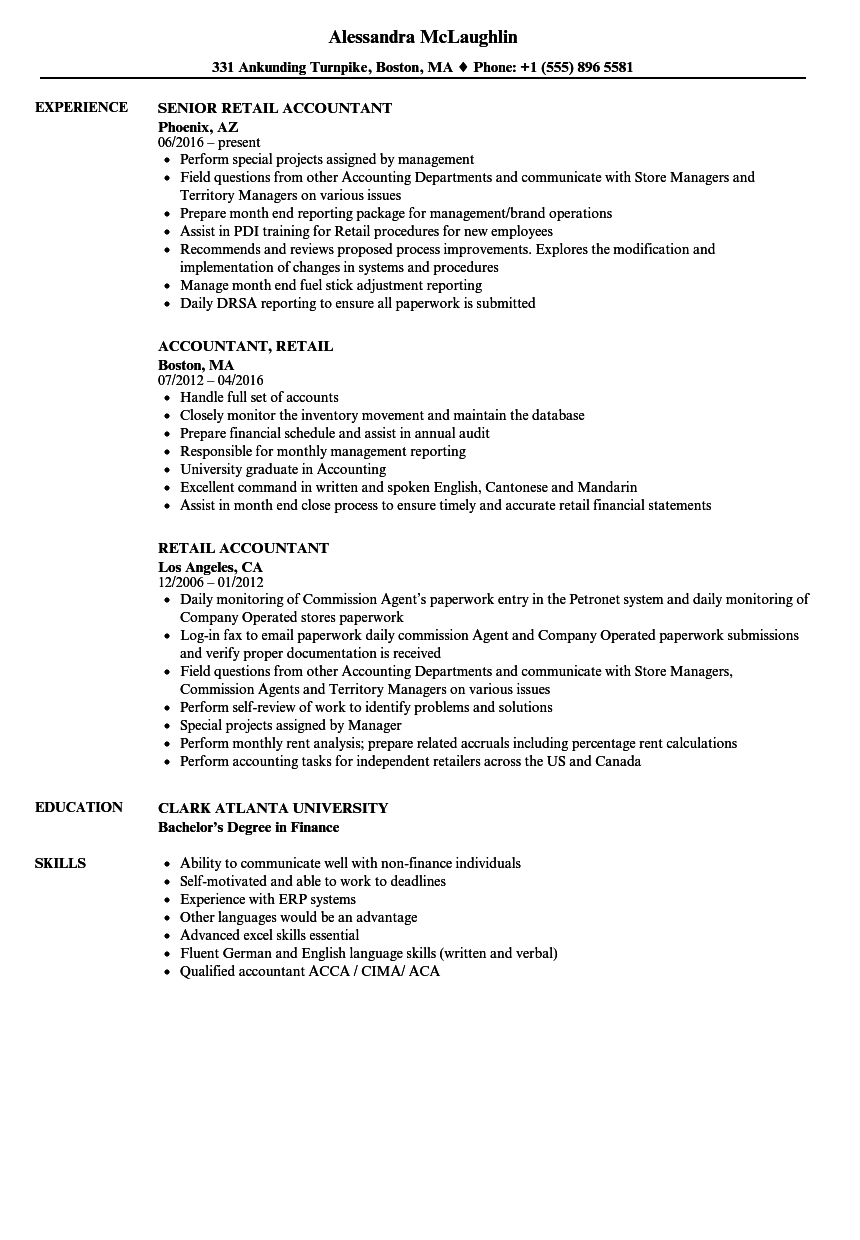 Retail Accountant Resume Samples Velvet Jobs regarding sizing 860 X 1240