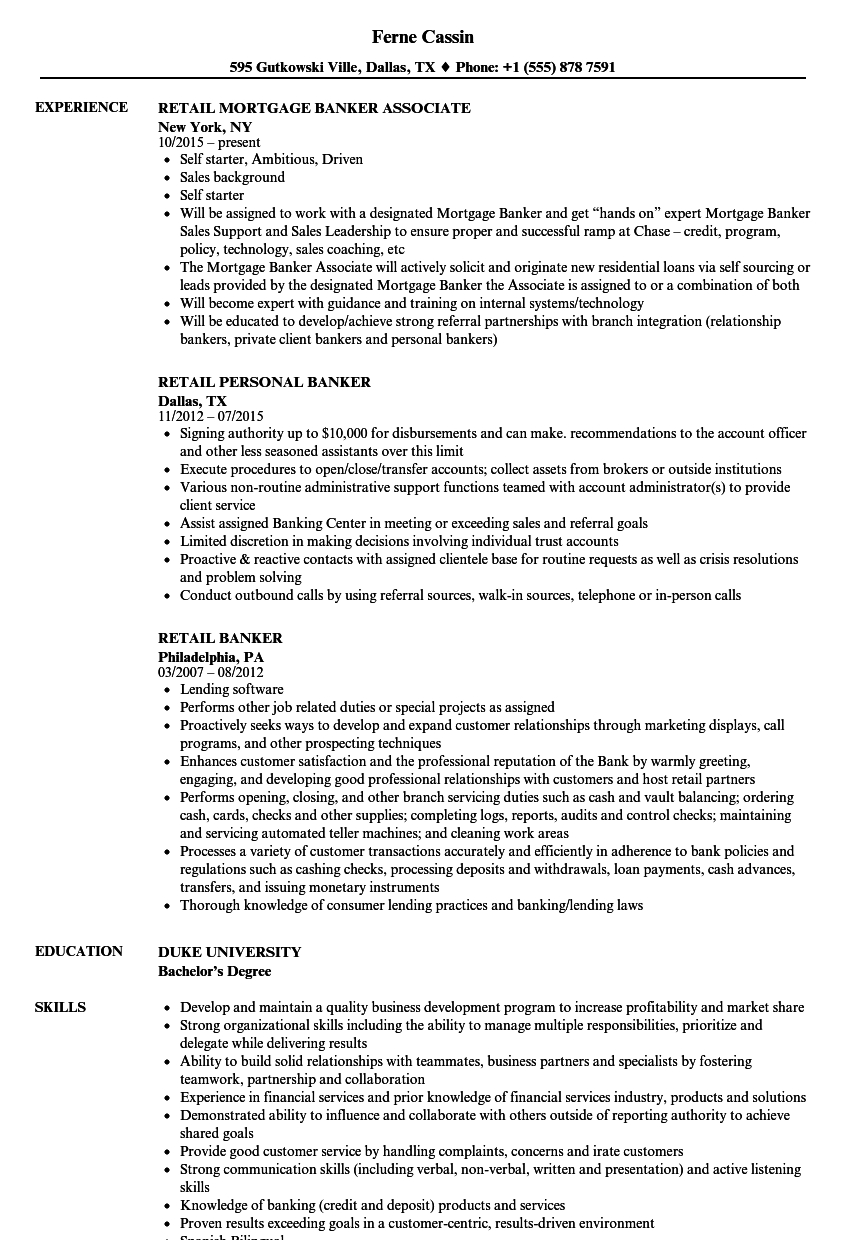 Retail Banker Resume Samples Velvet Jobs with regard to size 860 X 1240