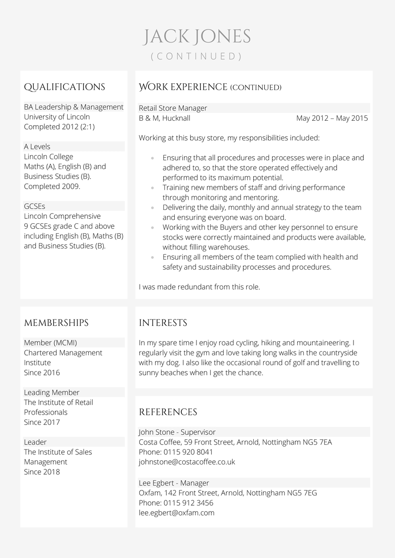 Retail Manager Cv Template Free Uk Example In Word for dimensions 800 X 1132