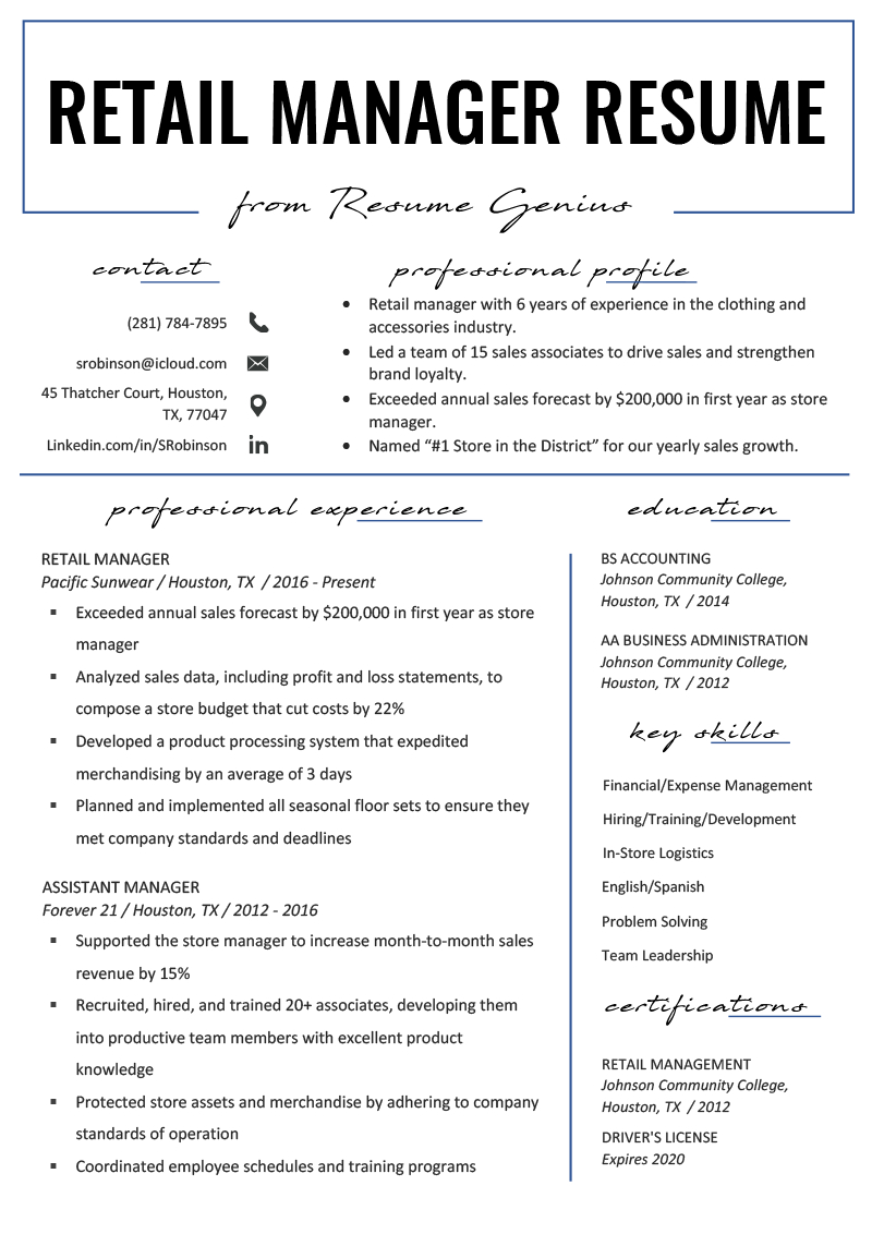 Retail Manager Resume Example Writing Tips Rg with regard to sizing 800 X 1132