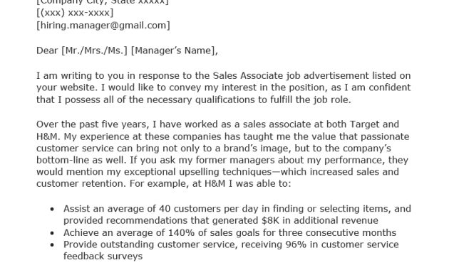 Retail Sales Associate Cover Letter Example Tips Resume inside sizing 800 X 1132