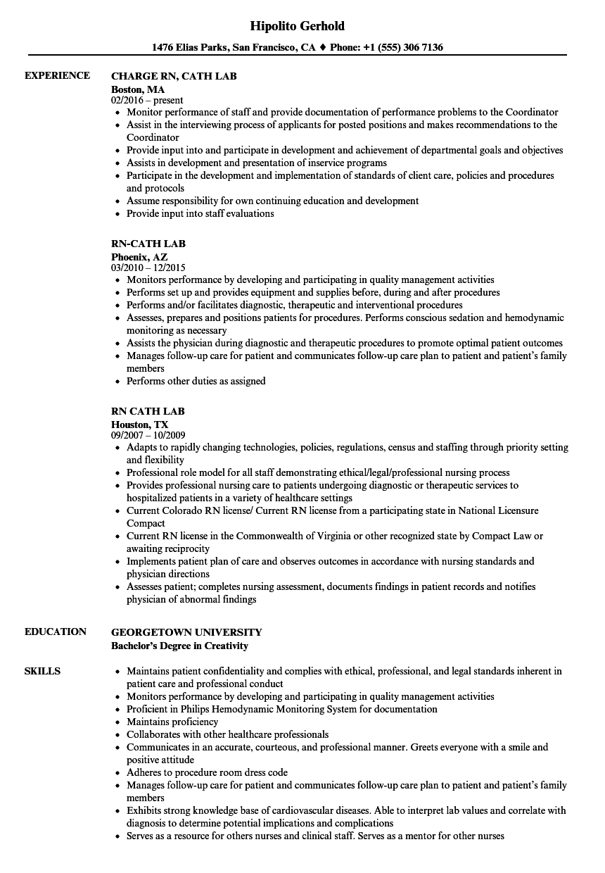 Rn Cath Lab Resume Samples Velvet Jobs with proportions 860 X 1240