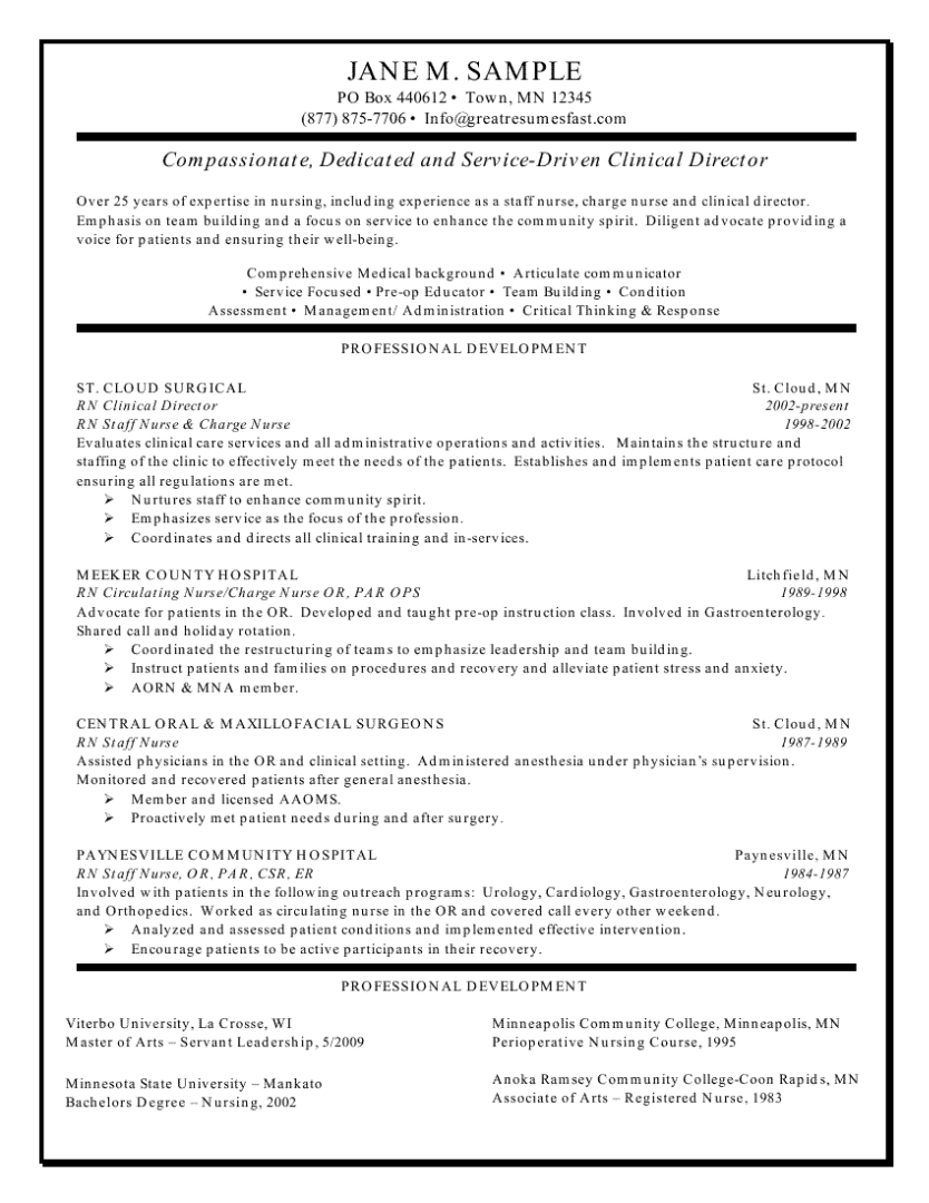 Rn Clinical Director Resume intended for size 834 X 1080