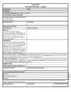 Sacrament Meeting Agenda Templates For Bishoprics Leading for sizing 881 X 1140