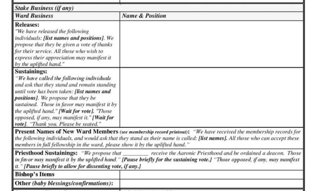 Sacrament Meeting Agenda Templates For Bishoprics Leading for sizing 881 X 1140