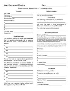 Sacrament Meeting Agenda Templates For Bishoprics Leading inside measurements 881 X 1140