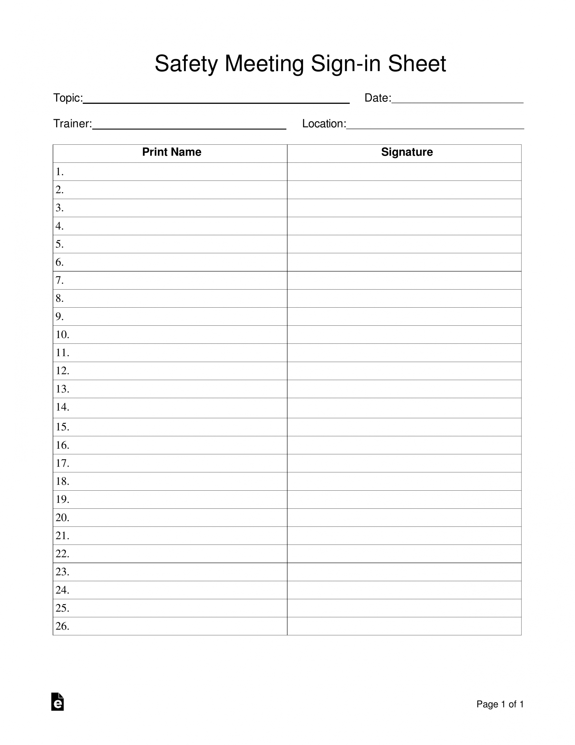 Staff Sign In Sheet Template Word