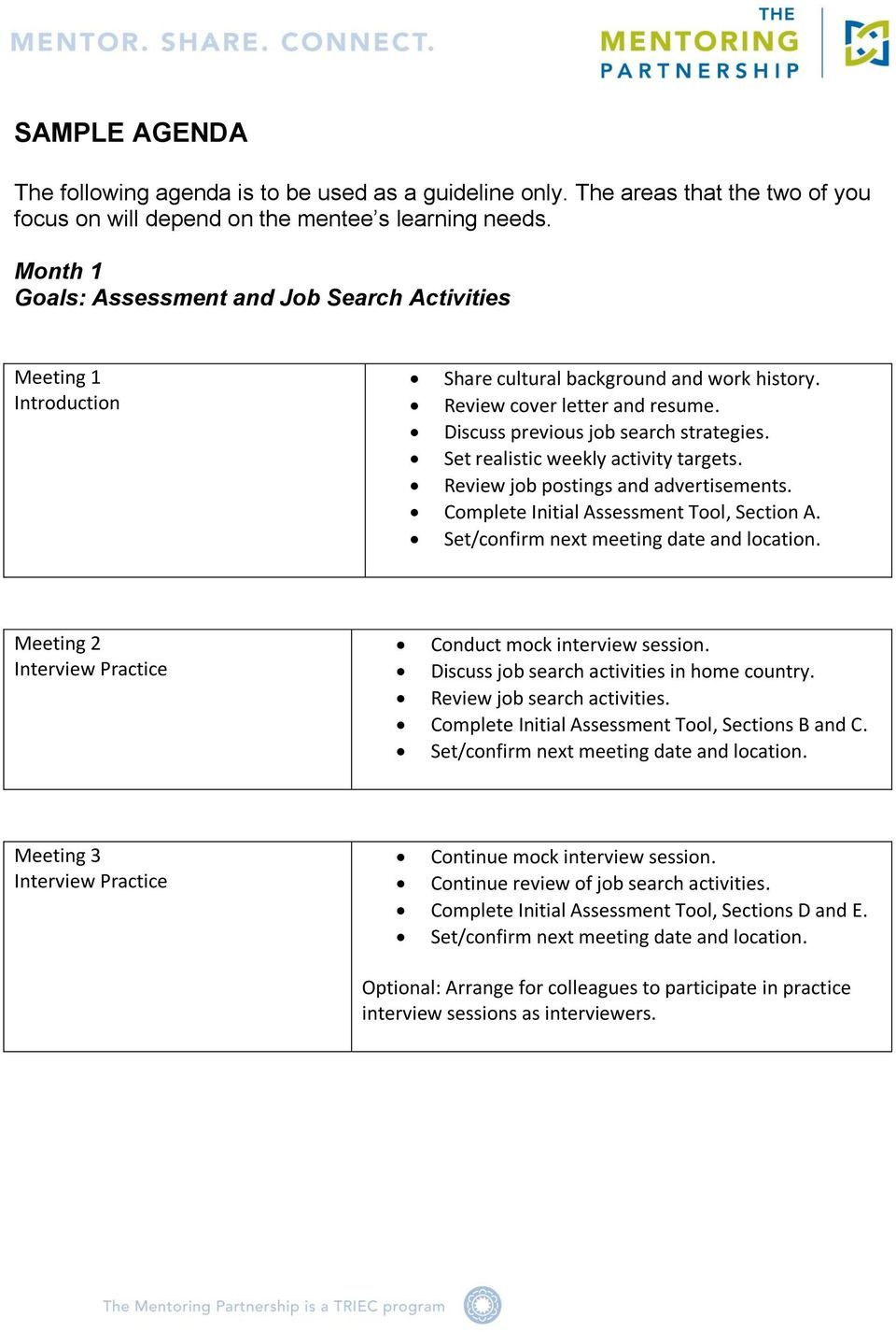 Sample Agenda Month 1 Goals Assessment And Job Search regarding sizing 960 X 1426