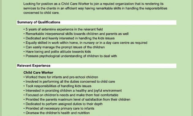 Sample Child Care Worker Resumes For Microsoft Word Doc throughout proportions 1116 X 1471