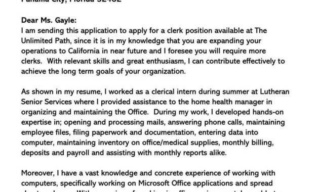 Sample Clerical Cover Letter And Examples Writing Tips pertaining to measurements 800 X 1086