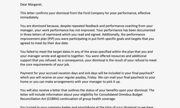 Sample Dismissal Letter For Poor Employee Performance intended for dimensions 1000 X 1000