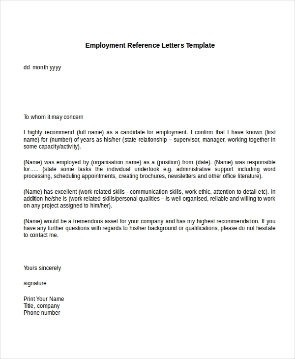 Sample Employment Reference Letter Examples Debandje regarding sizing 600 X 730