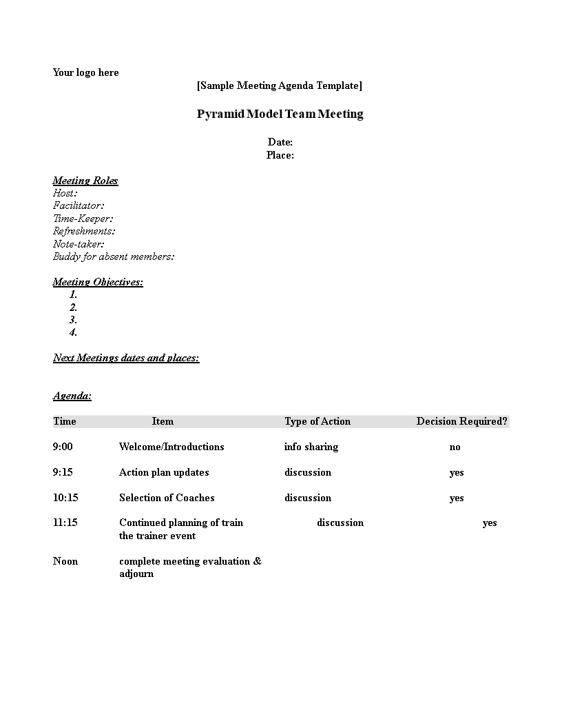 Sample Formal Meeting Agenda Format Templates At inside size 816 X 1056