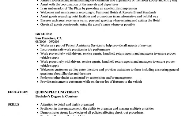 Sample Greeter Resume Akali regarding measurements 860 X 1240