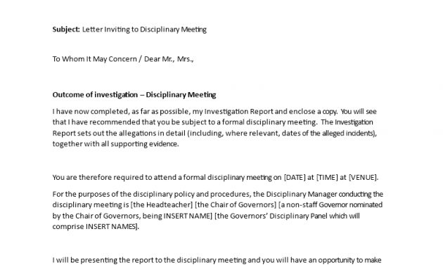 Sample Letter Inviting To Disciplinary Meeting inside sizing 793 X 1122