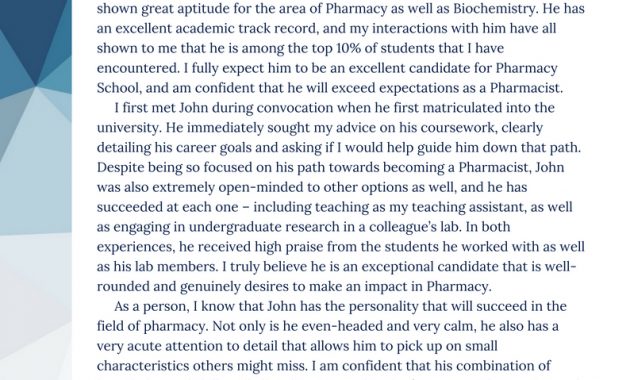 Sample Letter Of Recommendation For Pharmacy School Applicant with regard to measurements 794 X 1123