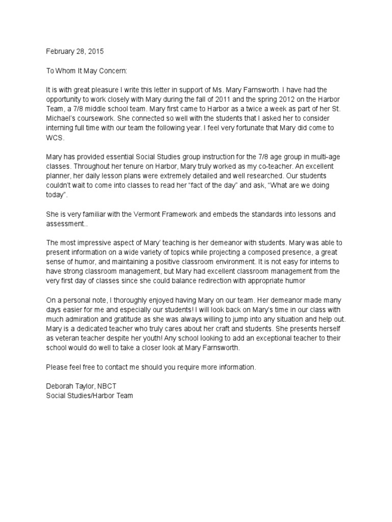 Sample Letter Of Recommendation For Veteran Teacher pertaining to dimensions 768 X 1024