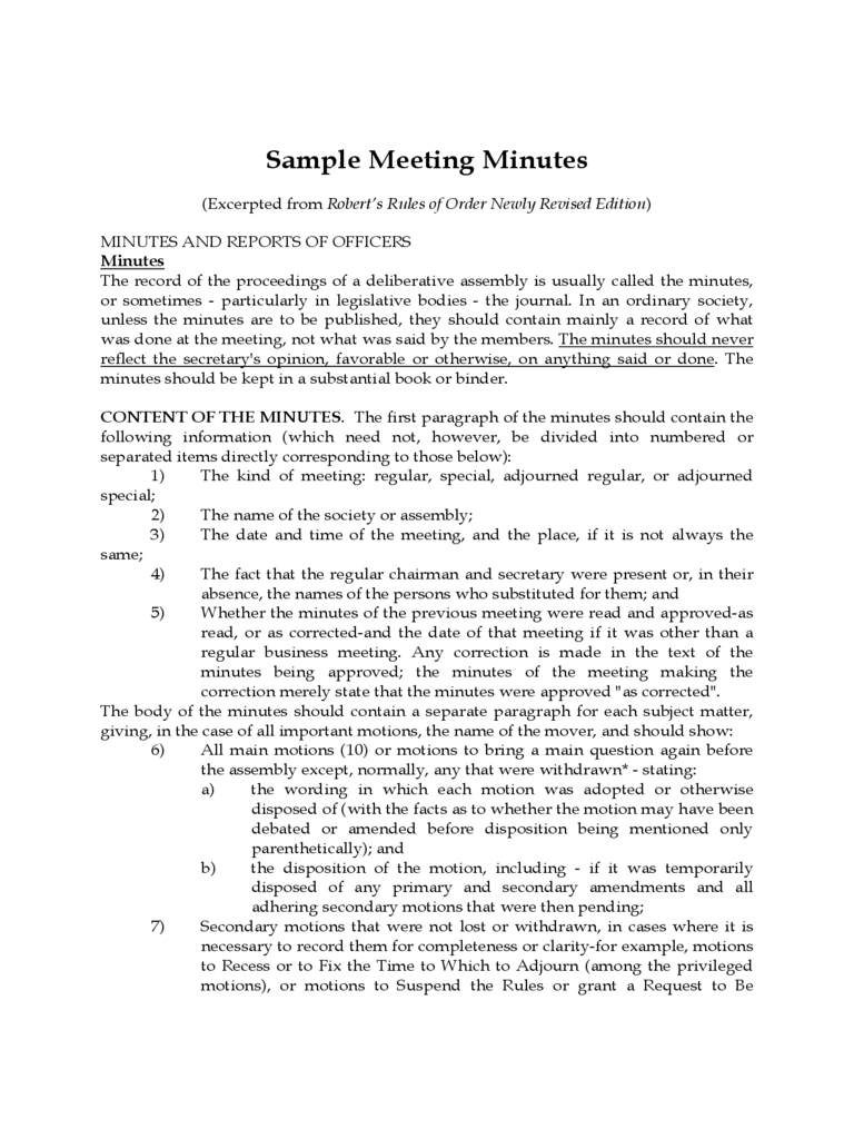 Sample Meeting Minutes Virginia Union University Edit regarding size 768 X 1024