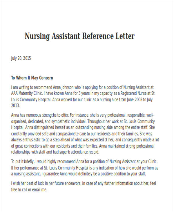 Sample Nurse Reference Letter Enom within proportions 600 X 730