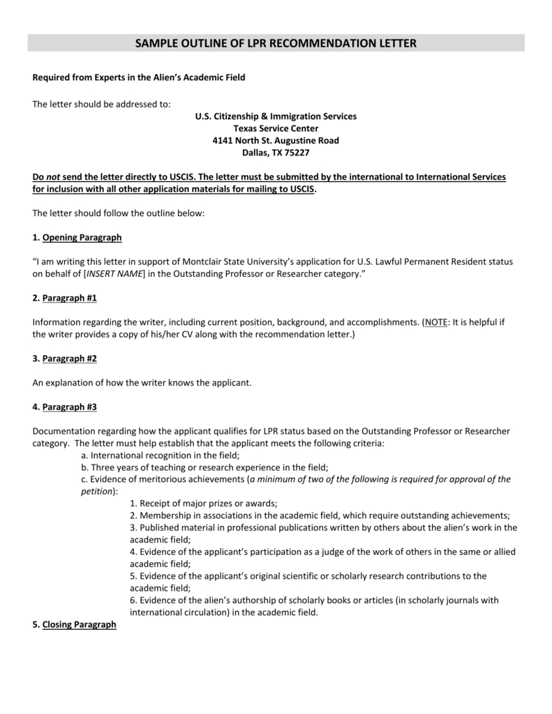 Sample Outline Of Lpr Recommendation within size 791 X 1024