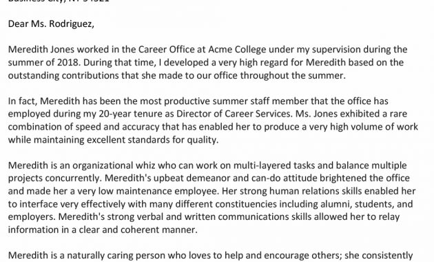 Sample Recommendation Letter For A Summer Worker with regard to size 1000 X 1000
