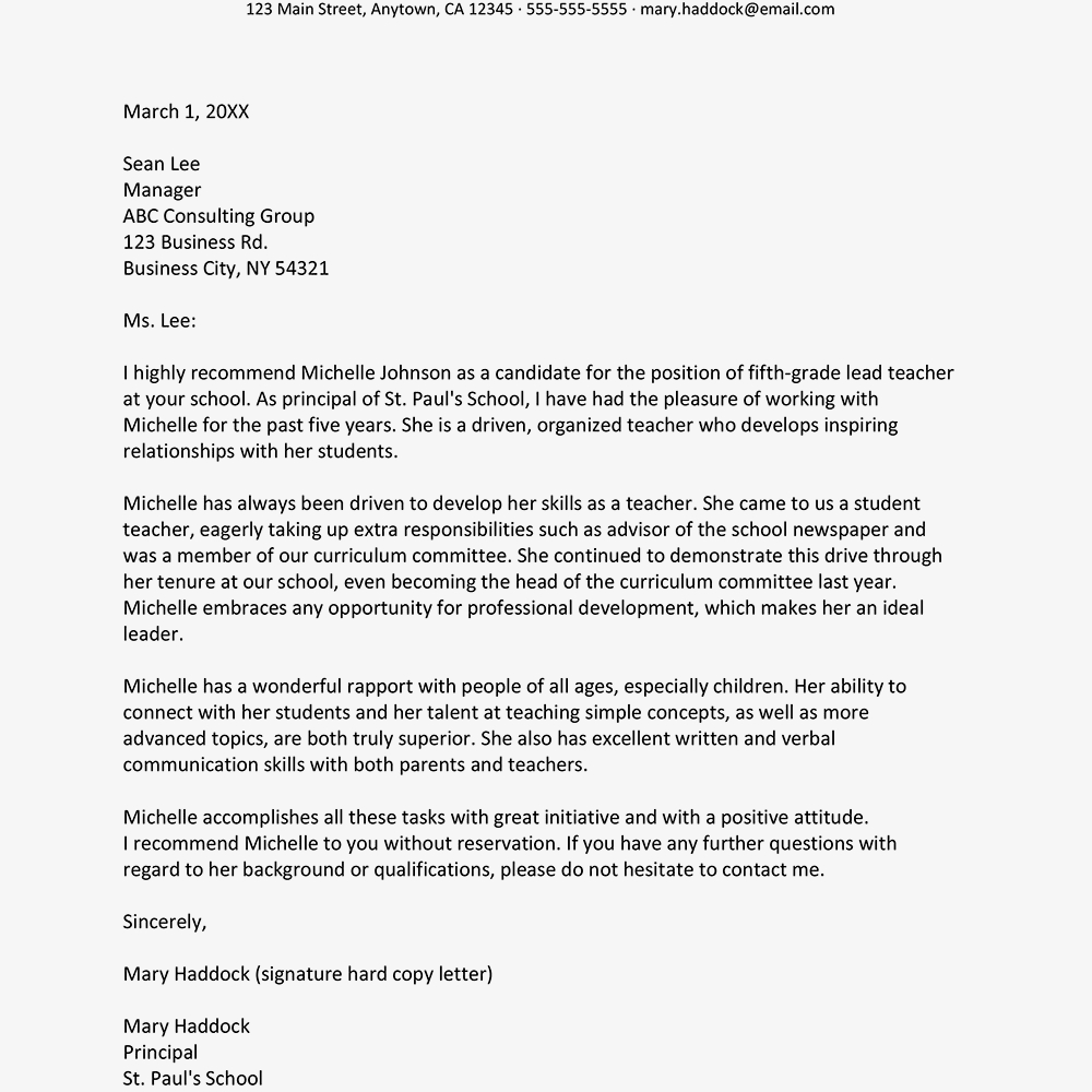 Sample Recommendation Letter For A Teacher with regard to proportions 1000 X 1000