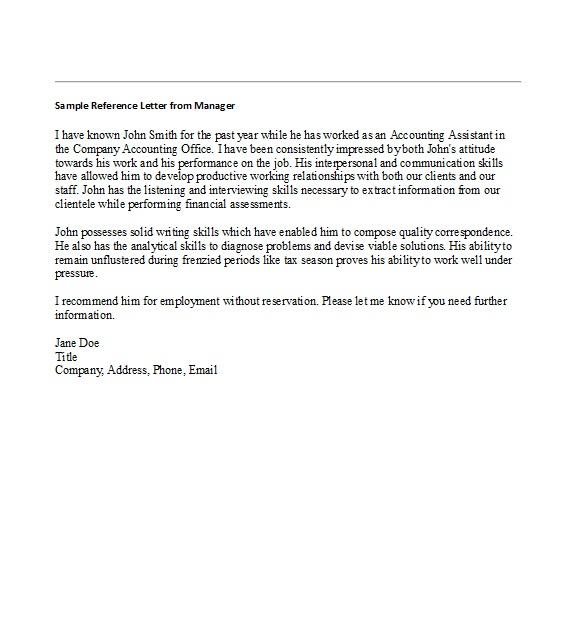 Sample Recommendation Letter For Employee From Manager regarding sizing 567 X 621