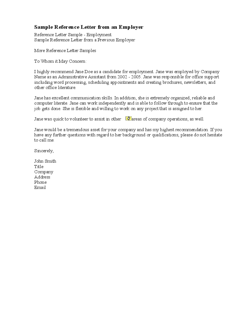 Sample Recommendation Letter From A Previous Employer Free throughout measurements 768 X 1024