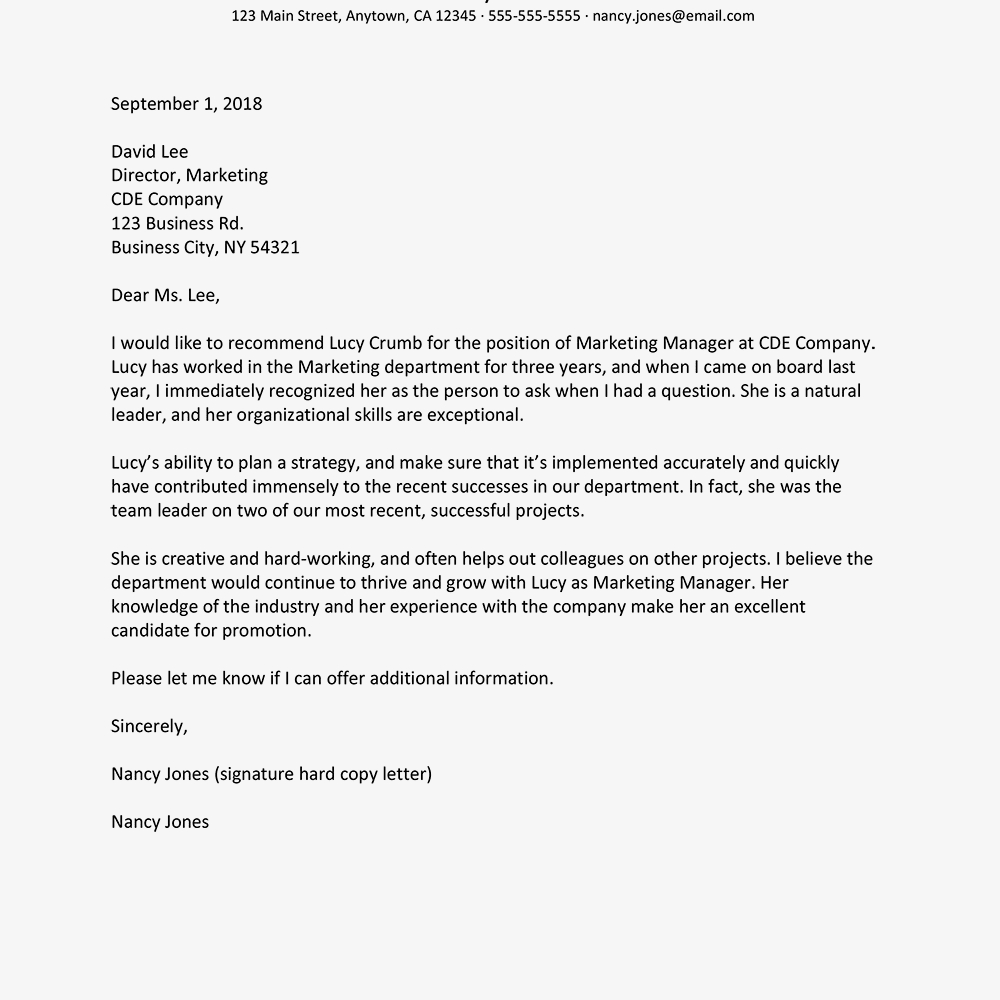 Sample Recommendation Letters For A Promotion with proportions 1000 X 1000