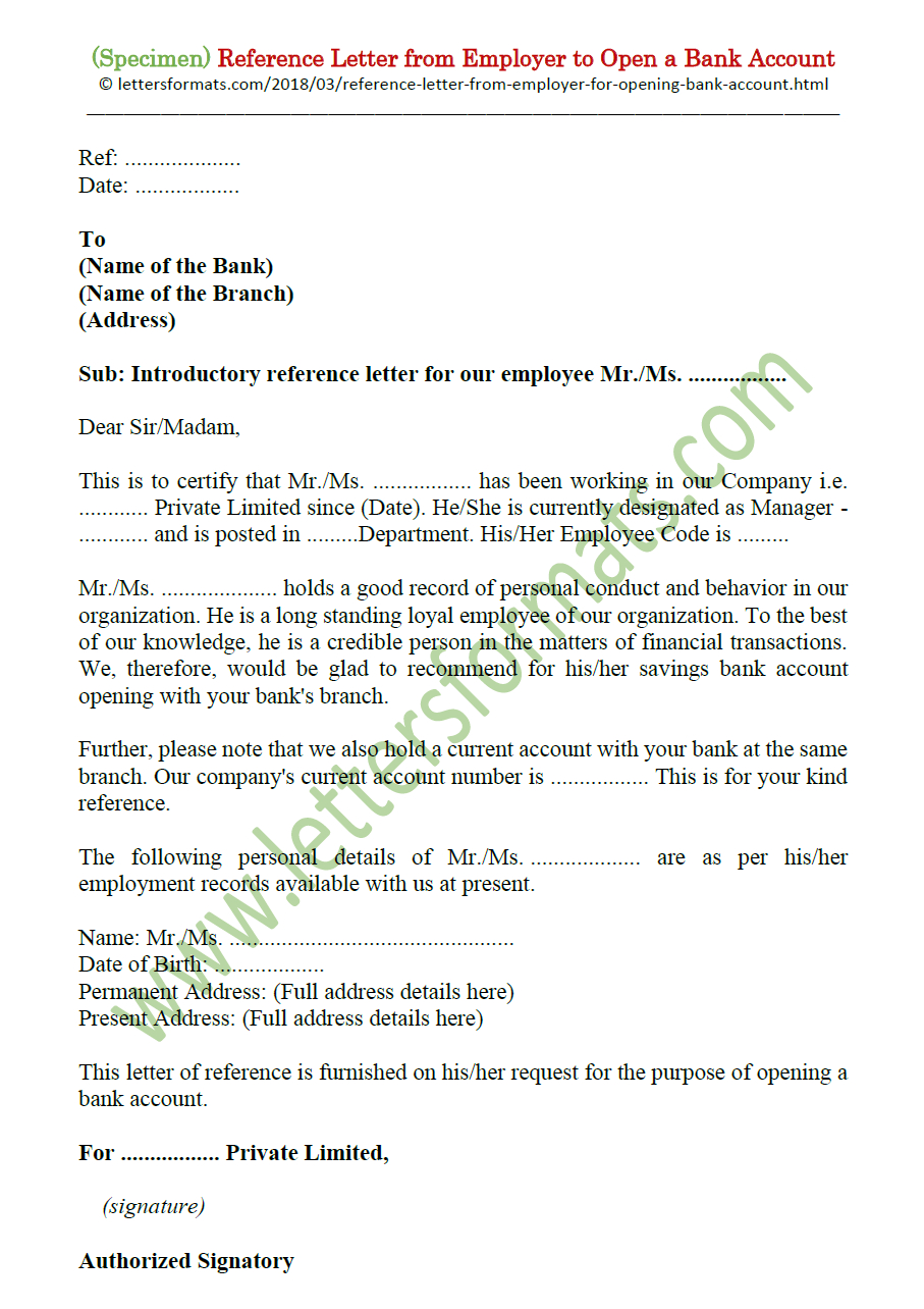 Sample Reference Letter From Employer To Open Bank Account in size 907 X 1284