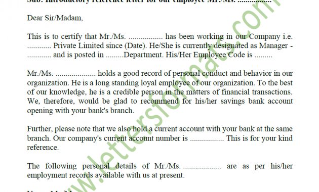 Sample Reference Letter From Employer To Open Bank Account with proportions 907 X 1284