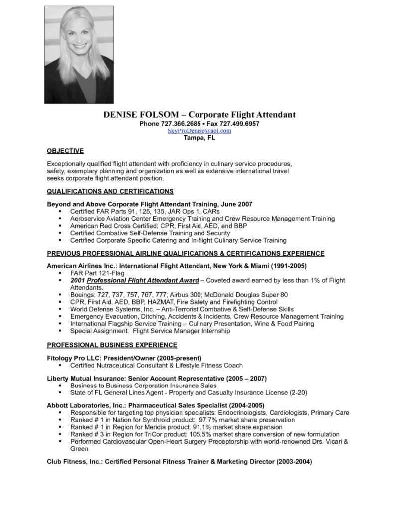 Sample Resume Airline Flight Attendant Resumes Intended For in sizing 800 X 1036